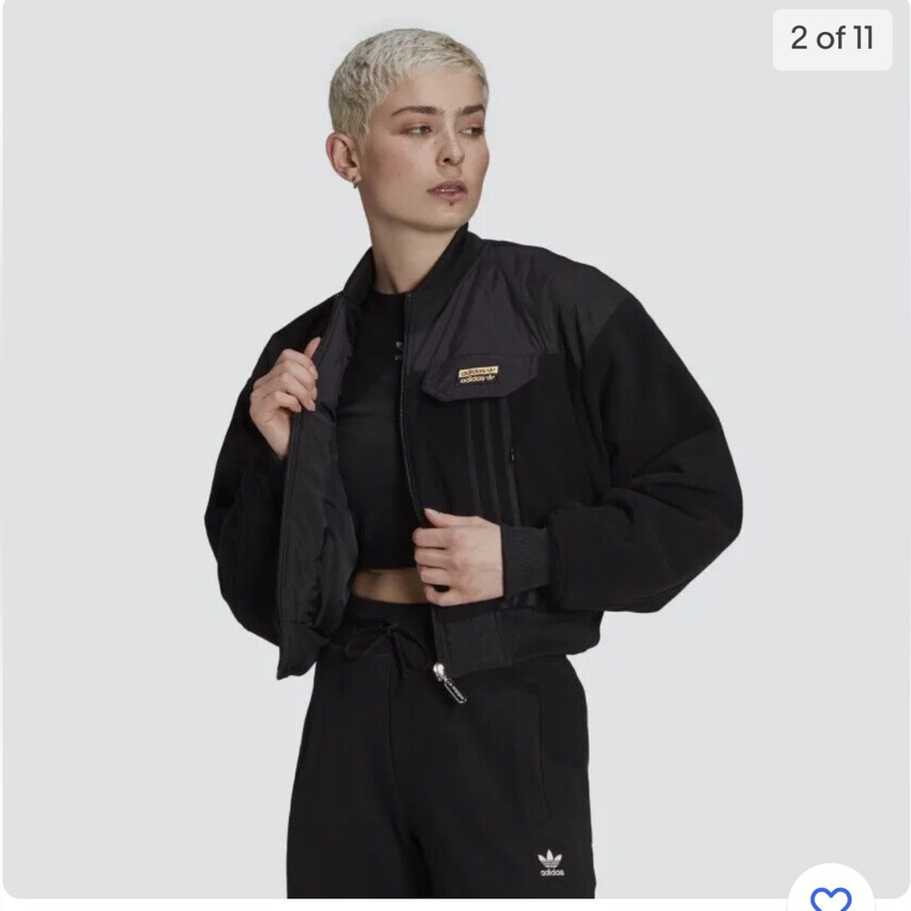 Adidas Black Warm Bomber Jacket M - Picture 2 of 11